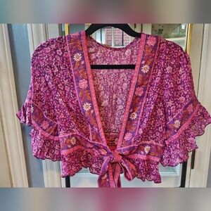 Spell Sienna Tie-Front Crop Top, Small